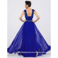 Alibaba elegante Applique lange neue Designer V Neck Royal Blue Beach Abendkleider oder Brautjungfer Kleid LE15